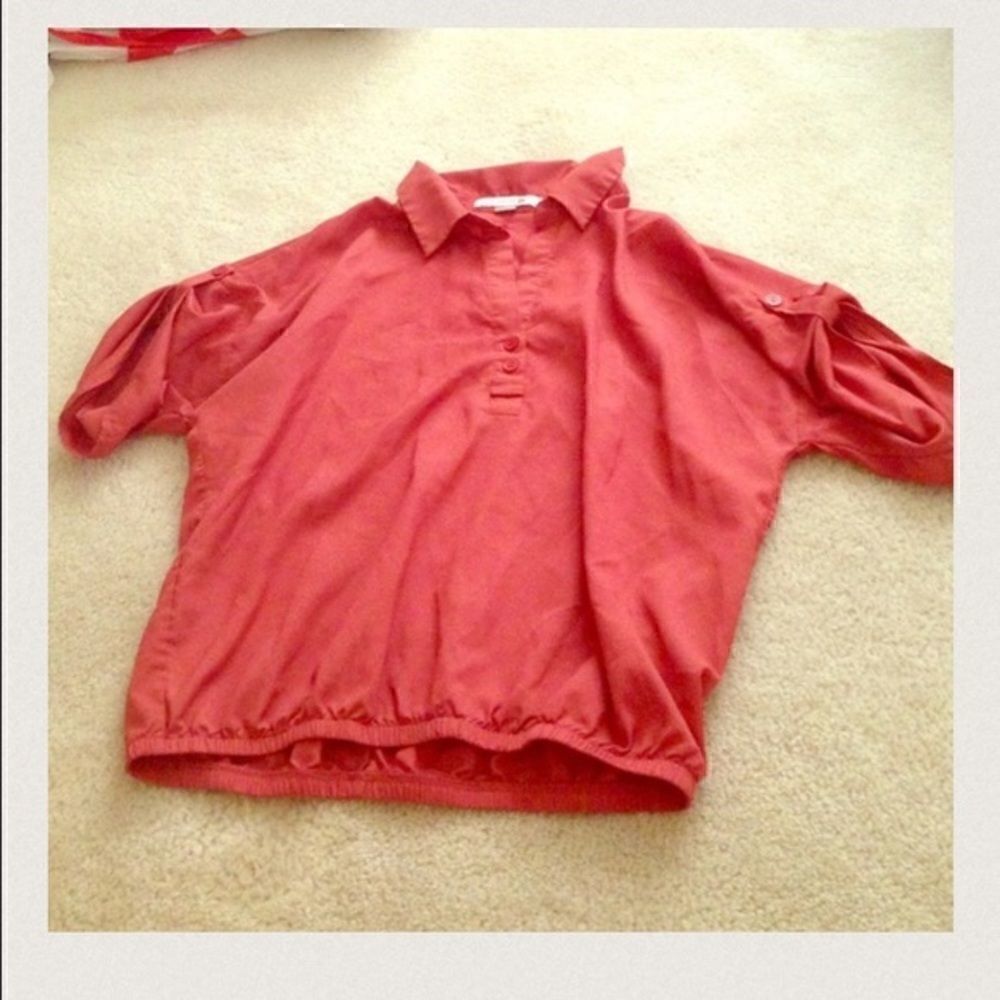 Burnt Orange collared blouse tunic top size S - Picture 2 of 3